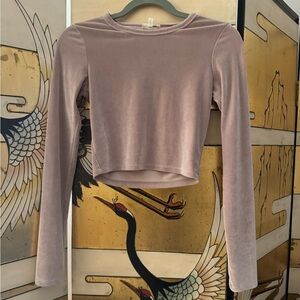Wilfred Velvet Long Sleeve Crop Top - Mauve
